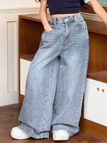 Quần jean denim xuân cho trẻ tập đi, phong cách thời trang mới - Màu xanh lam - Xem 3