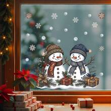 1pc Christmas Window Decal – Featuring Snowmen, Snowflakes, And Elves. Perfect For Decorating Shop Windows Or Glass Doors To Create A Festive Atmosphere In Your Home. Static Cling Sticker. Merry Christmas! - View 6