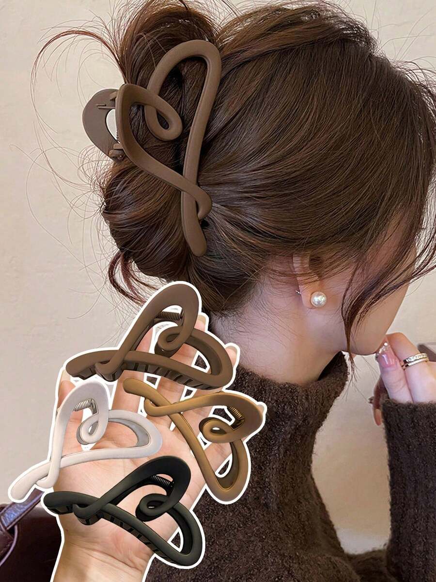 4pcs/1 Pc 5cm/1.97in Square Plastic Hair Clips In Black, White, Brown And Khaki, Stylish Hair Accessories, Claw Clip For Summer And Beach Vacation - 多色 11 - 查看 1