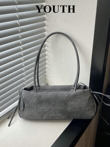 Solid Color Fashion Bow Decor Elegant Minimalist Women's Shoulder Bag, Suitable For Shopping, Wallet, Young Women, College Students, Newcomers, Office Workers. They Are Perfect For Office, University, Work, Business, Commuting, Outdoor Activities, Travel And Outings - Black - View 2