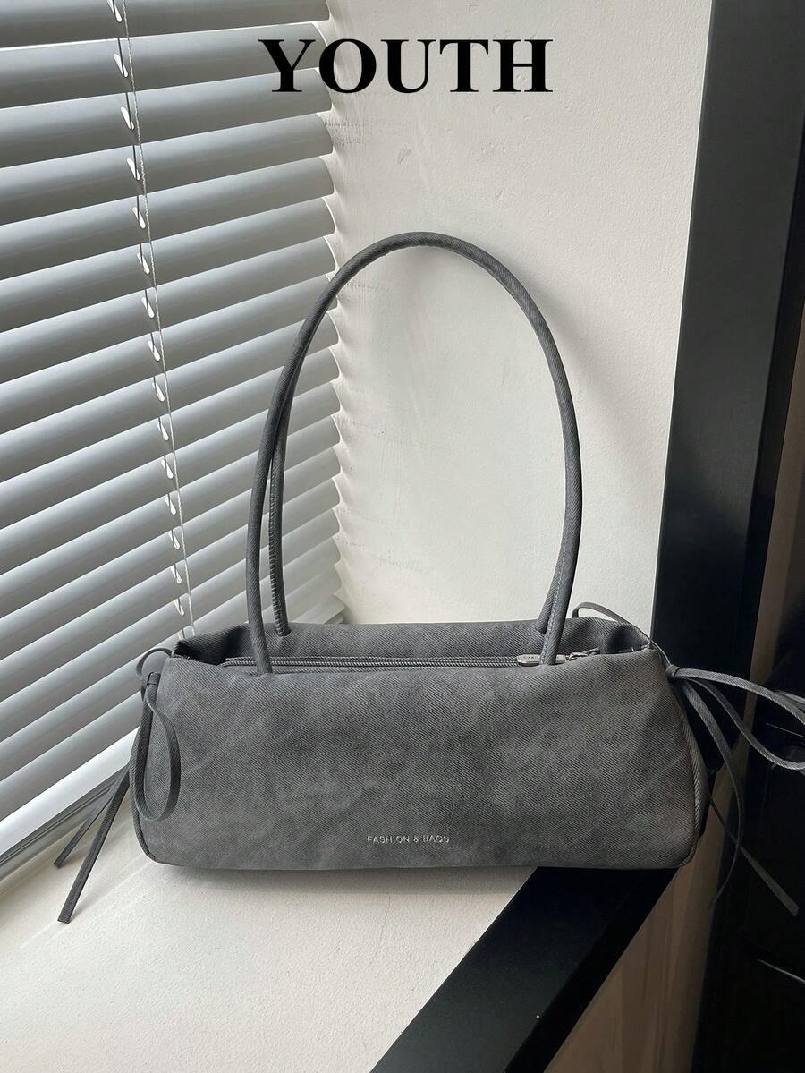 Solid Color Fashion Bow Decor Elegant Minimalist Women's Shoulder Bag, Suitable For Shopping, Wallet, Young Women, College Students, Newcomers, Office Workers. They Are Perfect For Office, University, Work, Business, Commuting, Outdoor Activities, Travel And Outings