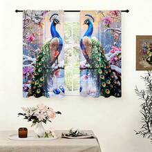 2 Pezzi, Eleganti Tende Semi-Trasparenti a Motivo Pavone, Materiale in Poliestere Multifunzionale e Durevole (Asta Non Inclusa), Ideali per Soggiorno e Camera da Letto, Decorazione per la Casa per Tutte le Stagioni - Multicolore - Visualizzare 6