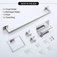 Juego de 5 piezas de accesorios de baño con toallero, soporte de papel higiénico con estante, montado en la pared, de oro cepillado, acero inoxidable, juego de accesorios de baño - Cromo pulido - Ver 7
