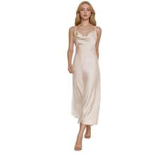 Nuevo vestido de satén de acetato para mujer, estilo europeo y americano, vestido largo sexy con tirantes estilo francés. - Verde Oscuro - Ver 5
