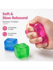 1pc Random Transparent Maltose Ice Cube Squeeze Stress Ball, Solid Soft Chewy Square Fingertip Toy, Soft Stretchable TPR Anxiety Relief Sensory Toy, Suitable For Kids And Adults, Portable Desktop Stress Relief Toy, Perfect Party Favor And Holiday Gift - Multicolor - View 2