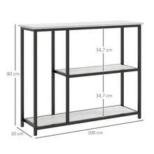 Console Table, Entryway Table With 2 Shelves, Side Table, Coffee Table With Anti-Tip System, Steel, White, 100 X 30 X 80 Cm, For Living Room And Entryway - 白色 - 查看 3