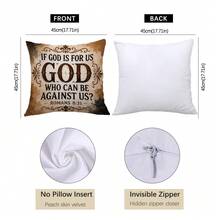 4pcs Vintage Wood Grain Bible Inspirational Scripture Cushion Covers, Single-Sided Printed Peach Skin Velvet Polyester Material, 45*45CM/18*18inch Pillow Covers Suitable For Room Decor, Modern Minimalist Sofa Living Room Decoration, Gift Giving, Party Decoration - Multicolor - View 2