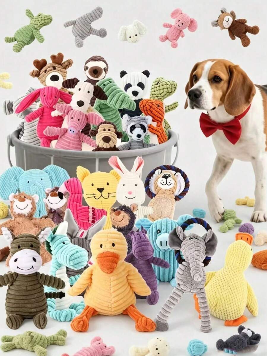 Random Size Polyester Durable Chew Doll Set, Suitable For Cats And Dogs, Includes Various Patterns And Styles, Including Plush Toys And Rope Toys, Suitable For Small And Medium Dogs, Suitable For Multiple Cats And Dogs To Play Together