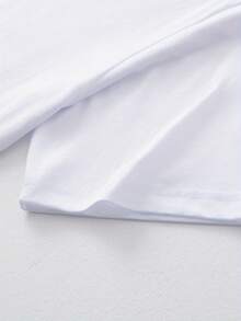 Men's 100% Cotton T-Shirt, Cotton Material - Breathable And Sweat-Absorbent, Casual Round Neck, With Letter Print, Men's Summer Urban Clothing Top. - 白色 - 查看 3