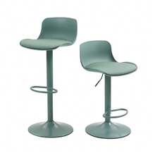 Adjustable Swivel Stool Set Of 2 / Modern Style Bar Stools / Plastic Backrest & Faux Leather Seat / Gas Spring Height Adjustment / Suitable For Kitchen Islands Or Dining Rooms - 薄荷綠 - 查看 8