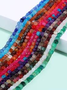 Manik-manik Batu Warna-warni Persegi 8mm, Manik-manik Lepas Alami untuk Perhiasan DIY, Gelang, Kalung, dan Aksesoris Pembuatan Anting. - MultiWarna - View 6