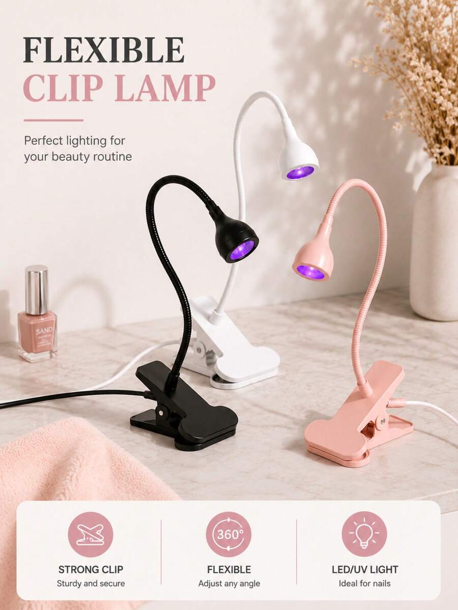 UV LED 鵝頸式美甲燈，360°可靈活調整燈頭，防暗化，30秒快速固化，插電即用便攜式，適用於居家、美甲沙龍及旅行，適合初學者、美甲師、美容系學生的完美禮物，情人節、母親節