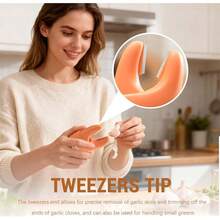 Odor-Free Garlic Peeler, Dual-Function Manual Skin Remover With Stainless Steel Blade, Potato Eye Remover & Precision Tweezers, Comfort Grip ABS Handle, Easy Peeling Tool For Ginger, Potato, Carrot, 2026 Orange - 1 - View 2