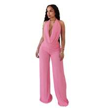 Two-Piece Set In Smooth Mesh, Halter Neck, Open Shoulders And Back, Adjustable Laces - Blue-4 - View 8