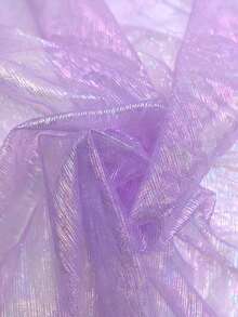 1 Stück lila irisierender fein gestreifter Mesh-Stoff, laserglänzender transparenter Netzstoff, DIY-Stoff für Abendkleid, Kleid, Bühnenkostüm - Lila - Übersicht 1