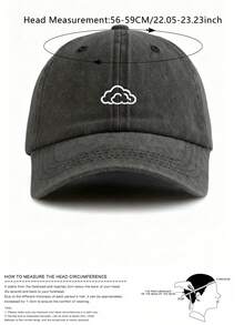BONNY BOOM 1pc Unisex Vintage Washed Baseball Cap - Simple White Cloud Embroidery, Soft Adjustable Dad Hat For Women And Men, Suitable For Outdoor, Beach, Vacation, Travel, Halloween, Christmas, Back To School, Gift For Friends And Family - Baseball Cap - View 10