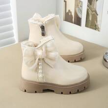1 Pair Baby Boots, Exquisite And Sweet, Easily Match With Various Princess Dresses And Casual Outfits. Smooth Side Zipper For Easy And Convenient Self-Dressing For Children. - Beige - View 5