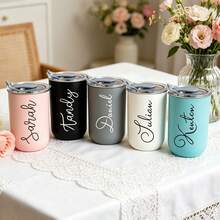 1pc Customized Stainless Steel Travel Mug, Double-Wall Vacuum Insulated Coffee Cup, Personalized Water Bottle, Customizable Name, Cold Drink Cup, Matte Finish, Personalized Teacher Gift, Insulated Tumbler - Multicolor - View 6
