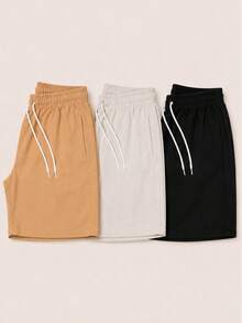 Kit 3 Premium Linen Shorts Bermuda Mauricinho Men's Casual Basic Comfortable Drawstring Waist - Mostaza Amarilla - Ver 1