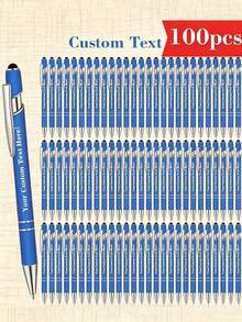 100pcs Customizable Metal Ballpoint Pens - Retractable, Lightweight & Durable, Medium Tip - Purple, Blue, Red, Green, Pink, Black - Business, Office, School Supplies, Back To School & Graduation Gifts - 彩色 - 查看 1