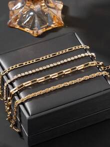 4pcs Casual Classic Elegant Summer Gold Design Niche Alternative Chain Bracelet Set For Women - Yellow Gold - View 2