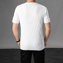 ZYNTH BALENO Men's Summer Fashion Crew Neck Cable Knit Slim Fit Short Sleeve Sweater, Suitable For Gym And Outdoor Sports - White - View 8
