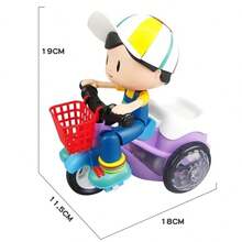 Internet Celebrity Doll Stunt Tricycle Electric Car, Cute Cartoon Character Riding Design, Front Storage Basket, Synchronized Sound And Light Effects, Perfect For Home, Outdoor Outings, New Year, Children's Day, Back To School Gifts - Multicolor - View 5