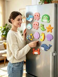 Cute Animal & Plant Fridge Magnets, Random Patterns, DIY Stickers, Party Decor, Fridge Magnets, Kitchen & Office Whiteboard Stickers, Cabinet & Dishwasher Stickers, Home Decor, Spring & Easter Animal Lover Gifts - A - View 2