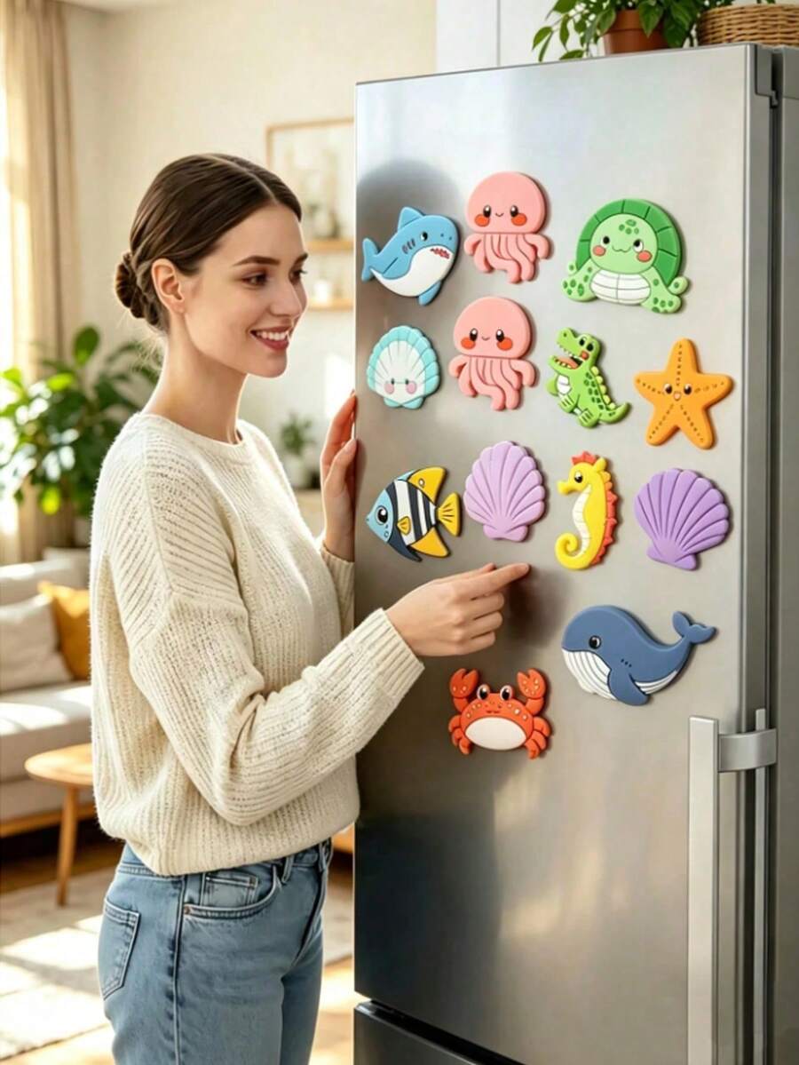 Cute Animal & Plant Fridge Magnets, Random Patterns, DIY Stickers, Party Decor, Fridge Magnets, Kitchen & Office Whiteboard Stickers, Cabinet & Dishwasher Stickers, Home Decor, Spring & Easter Animal Lover Gifts