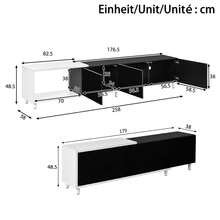 Extendable TV Stand/Low TV Cabinet With 3 Lacquered Doors, Metal Legs, Silent Hinges, Modern Design, Storage Space - 黑色+白色 - 查看 11