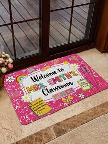 1pc Personalized Teacher Name Doormat, Classroom Decor, Teacher School Supplies Gift, Teacher Appreciation Gift, Teacher Week Gift - Multicolor - View 7