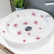 One Sheet Of Fresh Cherry Blossom Petal Tile Sticker, Self-Adhesive Sink Decoration Sticker, Bathroom And Kitchen Fresh Floral Beautifying Decal, Pink Flower Sticker, Waterproof PVC Self-Adhesive Paper, Can Be Used For DIY, Suitable For Smooth Surfaces. - D - View 4