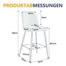 Set Of 2 Bar Stools / 100 Cm High. Stylish Bar Stools / Black PU Leather And Comfortable Footrest / Available In Several Colors / 120 Kg Load Capacity / For Restaurants, Bars And Living Rooms - 白色+銀色 - 查看 9