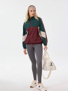 Women's College Style Colorblock Sports Jacket, Fashionable Stand Collar, Suitable For Sports, Fitness, Cycling, Hiking, Commuting, Versatile Styling - Multicolor - View 12
