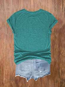 Adorable Cat Print, Comfortable, Soft, Elegant, Vintage, Casual, Versatile For Parties, Available In Sizes S-XXL, Suitable For Spring, Summer, Autumn And Winter, Sporty Style KWCN - 軍綠色 - 查看 2