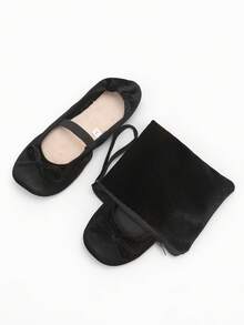 Autumn/Winter New Women's Indoor Dance Shoes, Black Suede Bow Foldable Slip-On Dance Shoes, Fashion Casual Soft Comfortable Women's Shoes, Home Slippers, Free Matching Color Storage Bag - Black - View 2