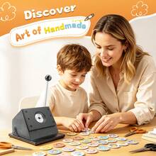 SanBouSi 1.9 Inch Round Badge Punch Die Cutter, Professional Hand Press For Paper Cardboard Photo Film, Sharp Quenched Blade, Stable Base For DIY Button Mirror Medal Making - Black - View 4