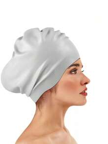Unisex Oversized Swim Cap, Ponytail Design, Suitable For Long And Thick Curly Hair, Dreadlocks, Braids, Afro Hair, Silicone Material, Keeps Hair Dry, Beach Essential, Beach Accessory, Pool Float - Multicolor - View 11