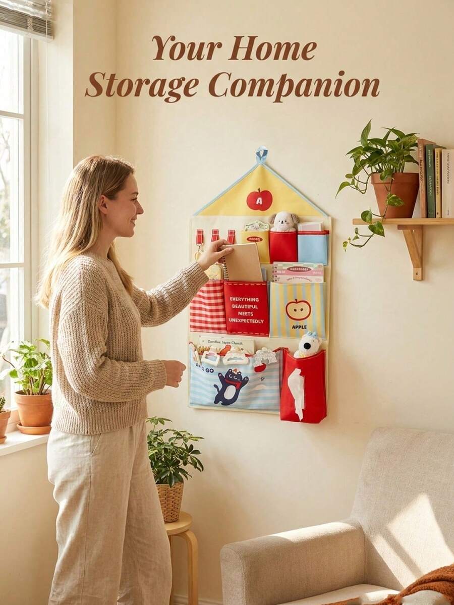 1 pieza Bolsa de almacenamiento multifuncional montada en la pared para bebé, adecuada para colgar en paredes, puertas y al lado de la cama, también se puede usar como bolsa portátil para ropa interior y almacenamiento de artículos diversos en el cochecito de bebé; bolsa de almacenamiento plegable para la puerta del dormitorio, regalo ideal para baby shower, adecuada para la habitación del bebé, dormitorio y almacenamiento diario en el hogar - Multicolor - Ver 1