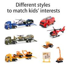 1 Set Toy Vehicles, Including Airplane Model, Foldable Portable Fire Truck Rescue Airplane Toy, Contains 1 Mini Car And 1 Airplane, Holiday Toy Gift - Multicolor - View 1