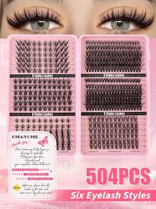 720pcs Ultra High Density DIY False Eyelash Set, 8-16mm 10D-150D D Curl Natural Style, Ultra Thick & Fluffy, Suitable For Daily Use And Beginners, Perfect For Daily Occasions, Weddings, Outdoor Activities, Travel, Parties - Pink - View 21