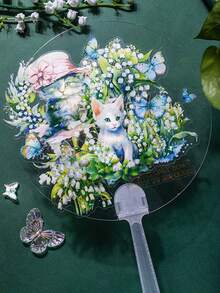 1套/5件綠色系美學貼紙,花朵、貓咪裝飾閃亮貼紙,DIY手工貼紙,手帳用品,美術用品,行李箱、剪貼簿、水壺、筆電、電腦、滑板、筆記本,手工愛好者,返校開學用品 - A - 查看 4