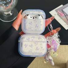 藍色/粉色花卉/紫色 4 保護殼，適用 Apple 第 3 代藍牙 Pro 3 耳機殼，理想禮物 - 淡紫色 - 查看 6