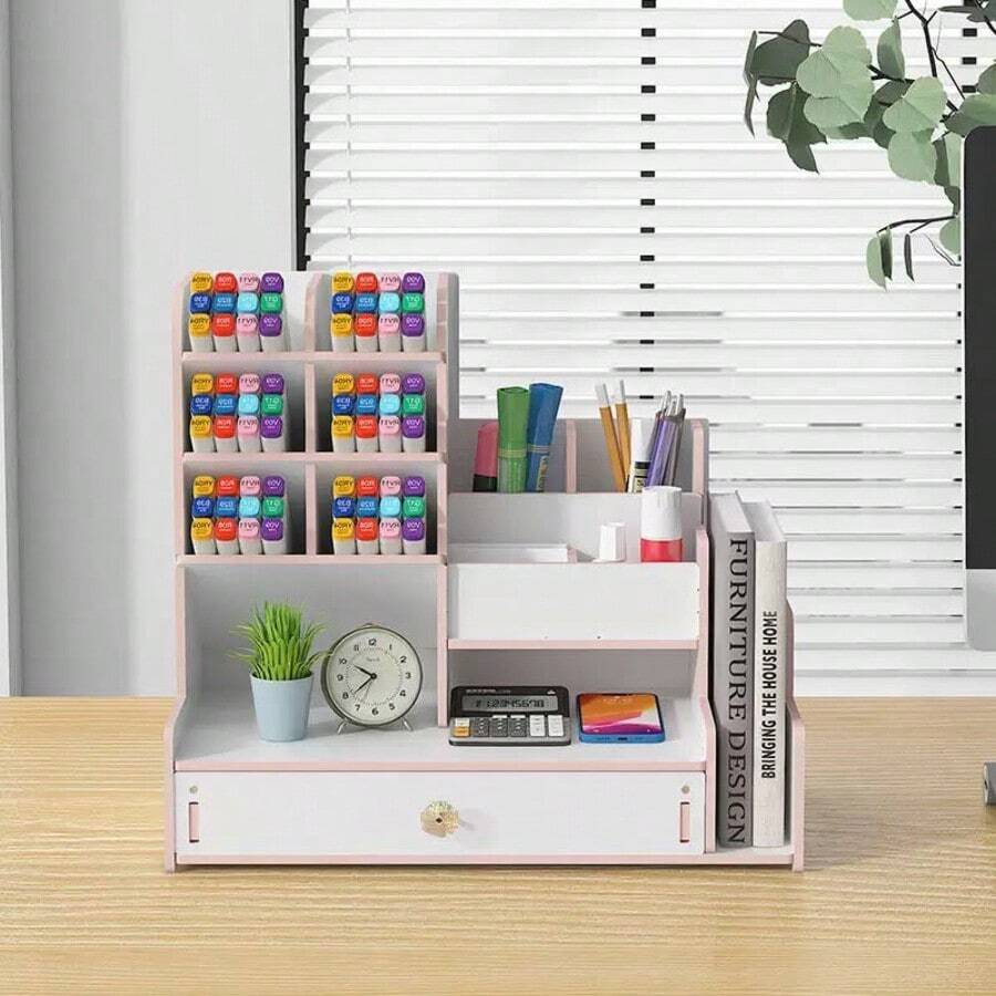 Organizador de Escritorio Ecológico con Cajones para Material de Oficina - C - Ver 1