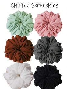 1pc Solid Color Chiffon Muslim Underscarf Lining Headscarf Scrunchies For Abaya Hair Ties - Black - View 28