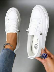 Plus Size Women's Wide Width Flat Shoes Soft Comfortable Lightweight Breathable Non Slip Casual Daily Walking Flats,Women's Flat Shoes, - White - View 2