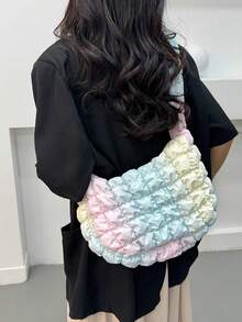 Fashion Solid Color Soft Shoulder Bag Puff Cloud Pleated Underarm Bag Versatile Daily Commute - Multicolor - View 8