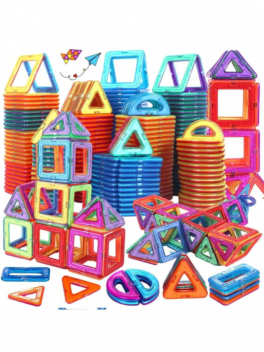 Magnetic Building Blocks Set STEM Montessori Sensory Construction Toy 3D Creative Educational Magnetic Tiles Suitable For 3+ Years Old Toddlers Children Boys Girls Halloween Christmas Birthday Party Gift Vibrant Random Color - Multicolor - View 1