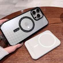 Fashion Transparent Cute White Dot Pattern Magnetic Girl Mobile Phone Case Suitable For  16ProMax/16Plus/16Pro/16,  15/14/13/12/11 Wireless Charging Shockproof Lens Protection Magsafe Mobile Phone Case, Gift - 黑色 - 查看 3