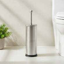 Inde CONFORTIME | Porte-brosse WC en acier inoxydable satiné, brosse WC avec support cylindrique et base antidérapante, porte-brosse, accessoires de salle de bain pour le nettoyage et l'entretien des toilettes - Porte-brosse de toilette en acier inoxydable - Voir 7